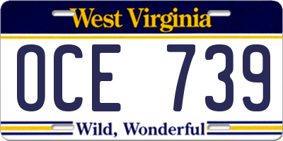 WV license plate OCE739