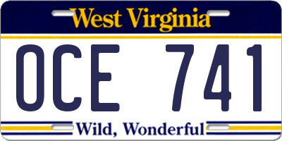 WV license plate OCE741