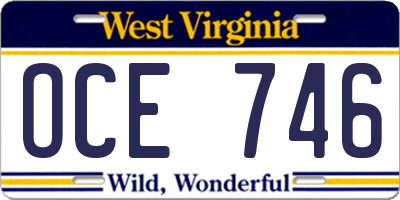WV license plate OCE746