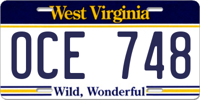 WV license plate OCE748