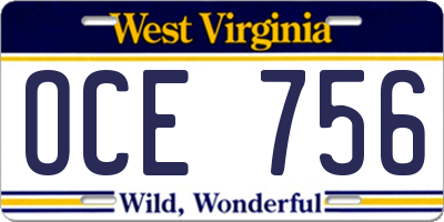 WV license plate OCE756