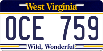 WV license plate OCE759