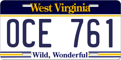 WV license plate OCE761