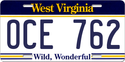 WV license plate OCE762