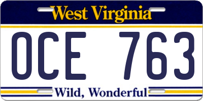 WV license plate OCE763