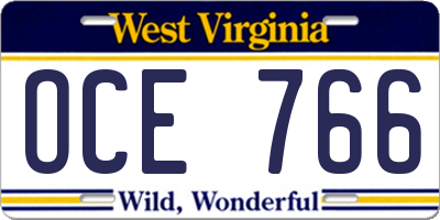 WV license plate OCE766