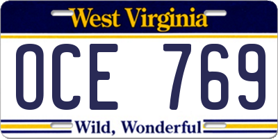 WV license plate OCE769