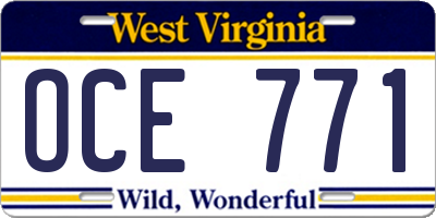 WV license plate OCE771