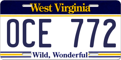 WV license plate OCE772