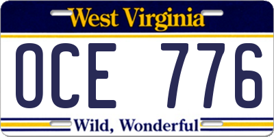 WV license plate OCE776