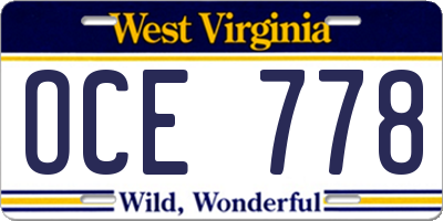 WV license plate OCE778