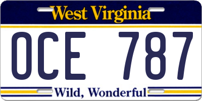 WV license plate OCE787