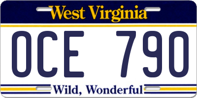 WV license plate OCE790