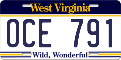 WV license plate OCE791