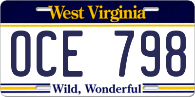 WV license plate OCE798