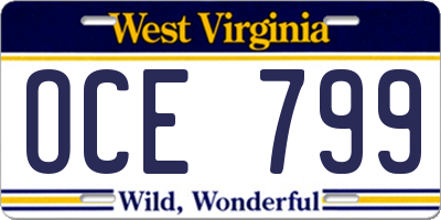 WV license plate OCE799
