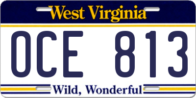 WV license plate OCE813