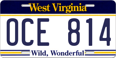 WV license plate OCE814