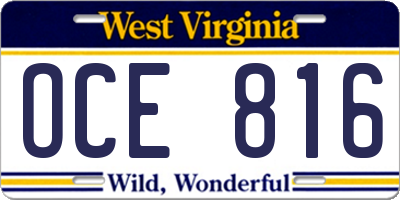 WV license plate OCE816