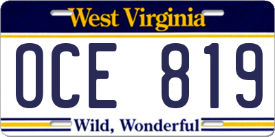 WV license plate OCE819