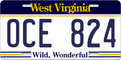 WV license plate OCE824