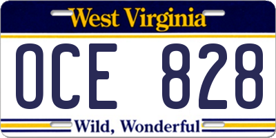 WV license plate OCE828