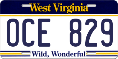 WV license plate OCE829