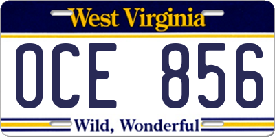 WV license plate OCE856