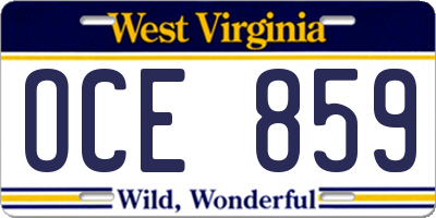 WV license plate OCE859