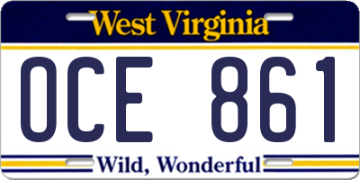 WV license plate OCE861
