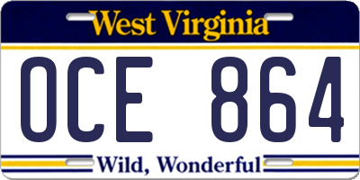 WV license plate OCE864