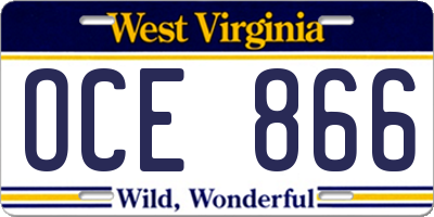 WV license plate OCE866