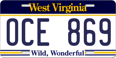 WV license plate OCE869