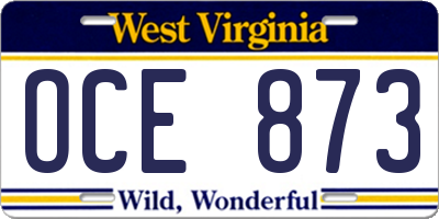 WV license plate OCE873
