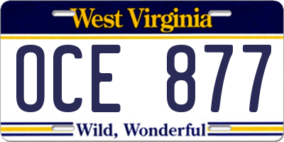 WV license plate OCE877