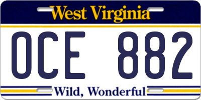 WV license plate OCE882