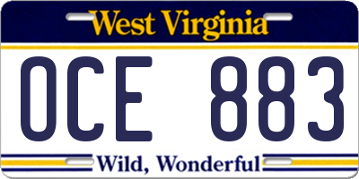 WV license plate OCE883