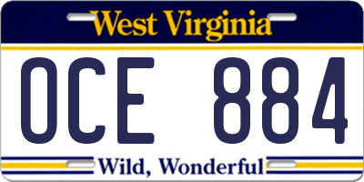 WV license plate OCE884