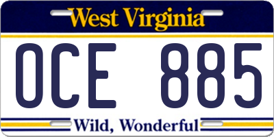 WV license plate OCE885