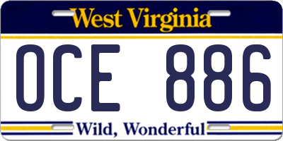 WV license plate OCE886