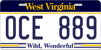 WV license plate OCE889
