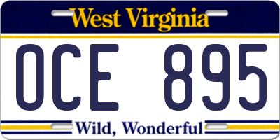 WV license plate OCE895