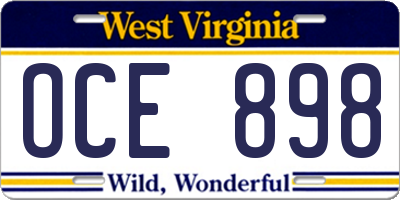 WV license plate OCE898