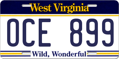 WV license plate OCE899