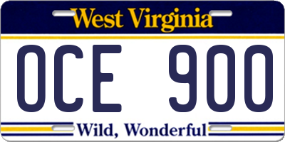 WV license plate OCE900