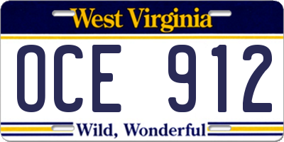 WV license plate OCE912