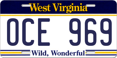 WV license plate OCE969