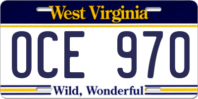 WV license plate OCE970