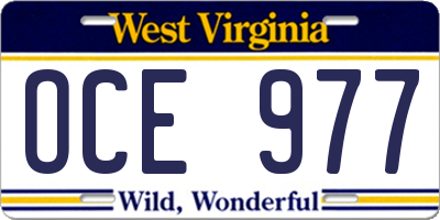 WV license plate OCE977
