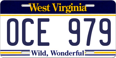 WV license plate OCE979